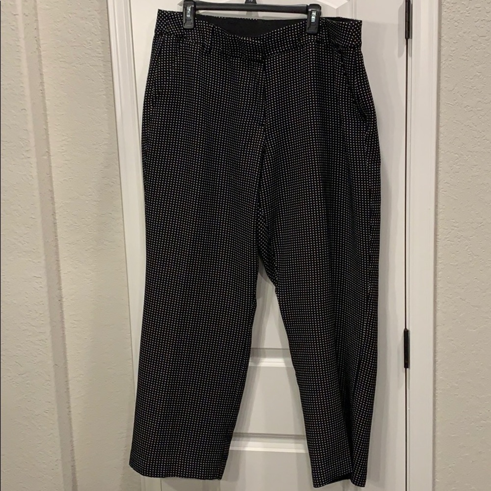 Black and white trouser slacks wide leg